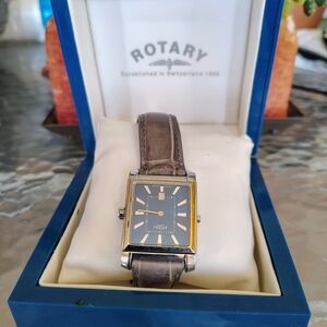 REVERSIBLE ROTARY REVELATION WATCH WITH GENUINE ALLIGATOR STRAP IN RARE COLOR